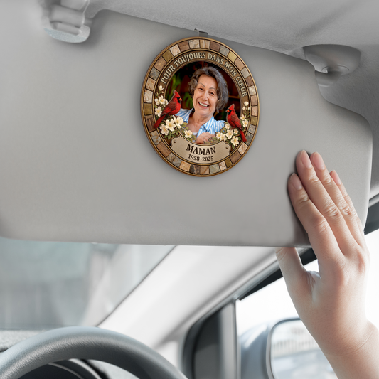 8431GFR2 clip pare soleil de voiture personnalise photo commemorative papa maman toujours dans mon coeur 8431gtfwb