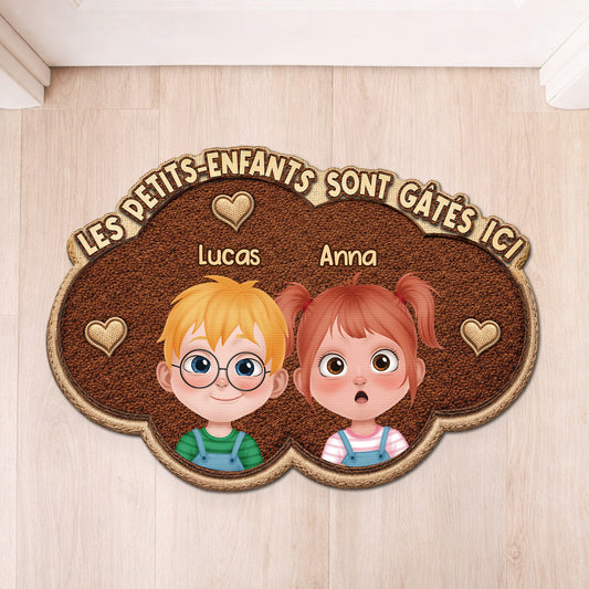8432AFR1 paillasson personnalise a forme decoupee petits enfants de papy et mamie 8432adtkta