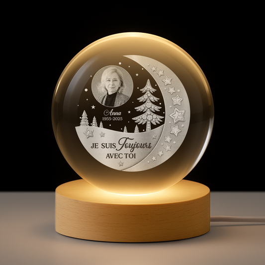 8449LFR1 veilleuse boule de cristal personnalisee photo commemorative maman et papa a tes cotes 8449lshta