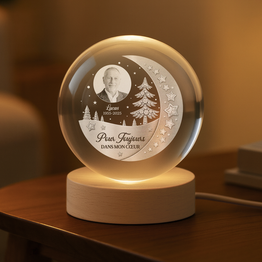 8449LFR2 veilleuse boule de cristal personnalisee photo commemorative maman et papa a tes cotes 8449lshta