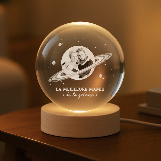 8459LFR2 veilleuse boule de cristal personnalisee photo meilleure maman mamie dans galaxie 8459lnhwa