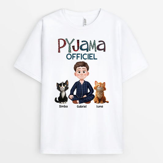 8517AFR1 pyjama officiel avec chat tee shirt personnalise chat 8517atqld