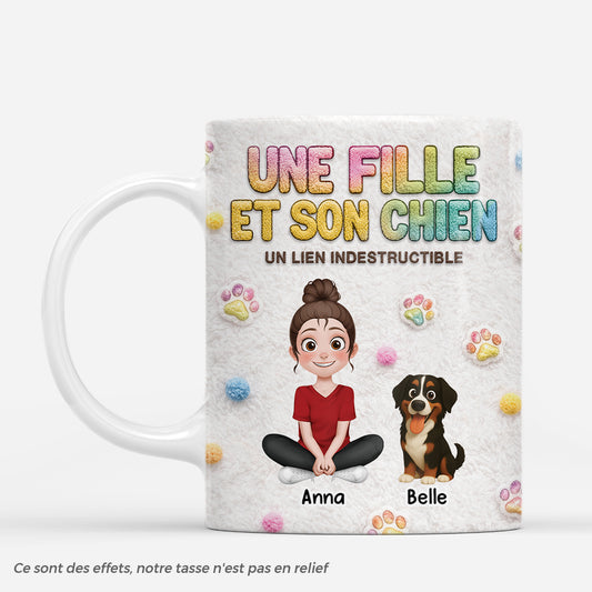 8532MFR1 effet dimpression 3d mug personnalise dessin une fille et son chien 8532mtptc