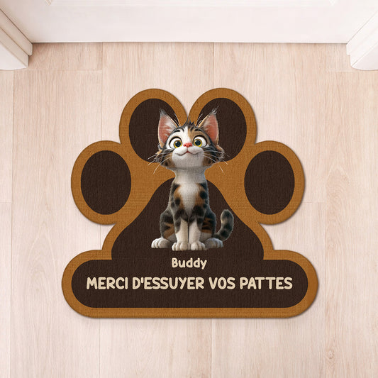 8545AFR1 paillasson chat personnalise a forme originale essuyez vos pattes 8545ad8hbd