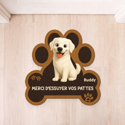 8545AFR1 paillasson chien personnalise a forme originale essuyez vos pattes 8545ad8hbc