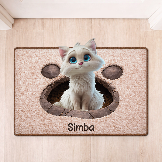 8565AFR1 effet dimpression 3d paillasson personnalise chat a forme decoupee patte de chat 8565adsfnd