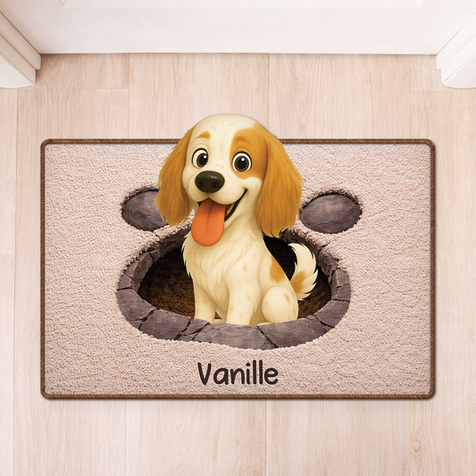 8565AFR1 effet dimpression 3d paillasson personnalise chien a forme decoupee patte de chien 8565adsfnc