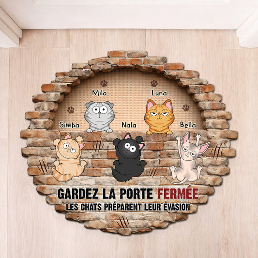 8567AFR1 effet dimpression 3d paillasson personnalise chat a forme decoupee chat prepare son evasion 8567adsmd