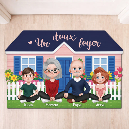 8592AFR1 paillasson personnalise famille a forme decoupee un doux foyer 8592adcpti