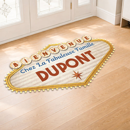 8594AFR2 effet dimpression 3d paillasson personnalise famille a forme originale bienvenue chez la fabuleuse famille 8594adchri