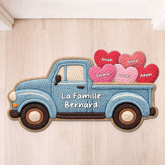 8608AFR1 effet dimpression 3d paillasson personnalise famille a forme originale coeur de famille 8608adneli