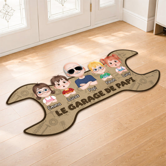 8610AFR2 paillasson forme originale personnalise le garage de papa papy 8610adnhbb