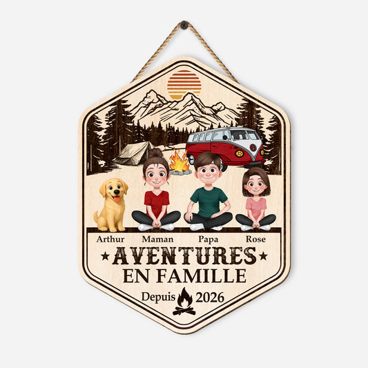 8700QFR1 plaque bois personnalisee couple amoureux du camping aventures en famille 8700qtysi