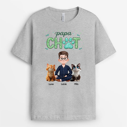 8930AFR2 tee shirt personnalise chat cadeau maman chat avec prenom 8930a3dld