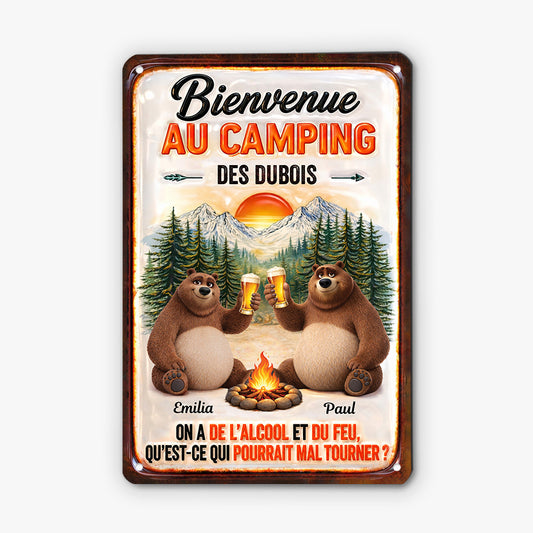 8958EFR2 plaque metal deco personnalisee cadeau couple qui aime le camping 8958e6qrg
