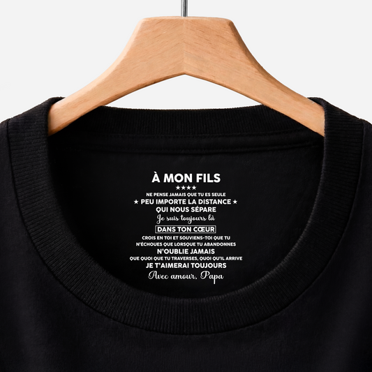 8962AFR1 tee shirt personnalise texte a l_interieur du col noir pour femmehomme a mon fils et a ma fille 8962aatebb