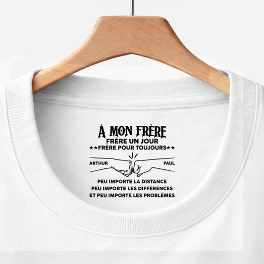 8973AFR1 tee shirt personnalise texte a l_interieur du col blanc frere pour toujours 8973aacdbb