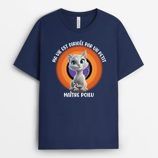 8986AFR2 tee shirt personnalise chat ma vie avec des petits maitres poilus 8986aaqpd