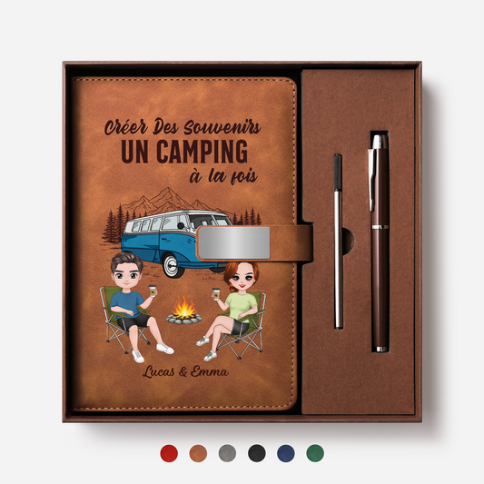 9031MFR1 effet dimpression 3d coffret carnet en cuir personnalise couple creer des souvenirs au camping 9031motfcg