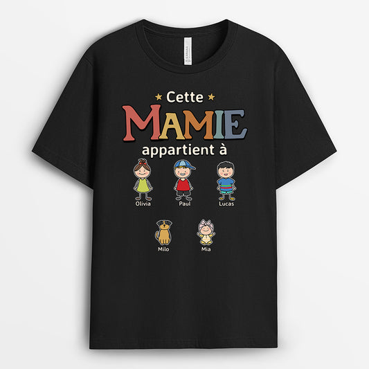 9113AFR1 tee shirt personnalise cadeau mamie papy cette mamie appartient a 9113a3koa