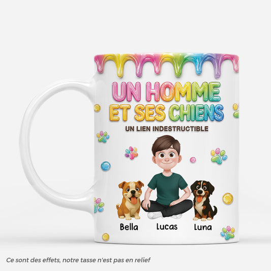 9117MFR1 effet dimpression 3d lien entre une fille et son chien mug personnalise chien dessin 9117maqtc