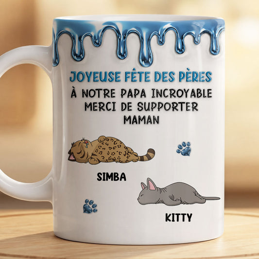 9124MFR2 effet dimpression 3d mug personnalise chat bonne fete des maman chat papa chat 9124maysd