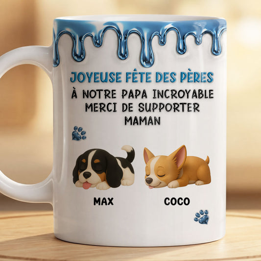 9124MFR2 effet dimpression 3d mug personnalise chien bonne fete des maman chien papa chien 9124maysc