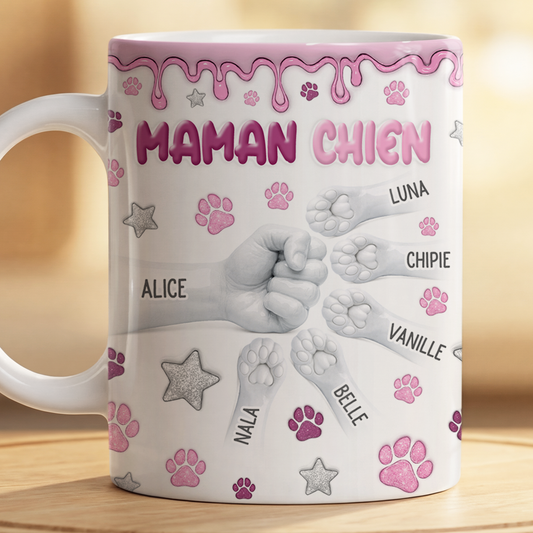 9130MFR2 effet dimpression 3d mug personnalise chien papa maman chien avec des pattes 9130m6hnc