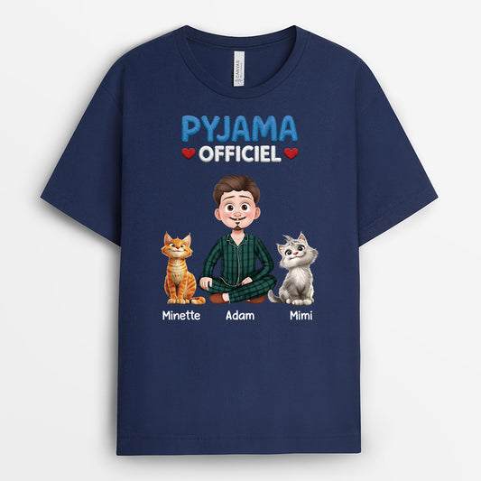 9229AFR2 tee shirt personnalise chat avec maitre pyjama pour dormir officiel 9229a3dmd