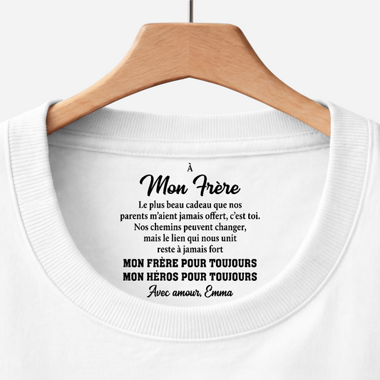 9255AFR1 tee shirt personnalise texte a l_interieur du col de couleur claire cadeau frere et soeur_ 9255aacfpb