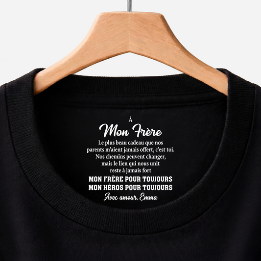 9255AFR1 tee shirt personnalise texte a l_interieur du col de couleur foncee cadeau frere et soeur_ 9255aacfpb