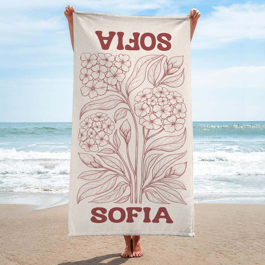 9279BFR1 serviette de plage personnalisable_ avec fleur cadeau ete femme_ 9279bavca_1