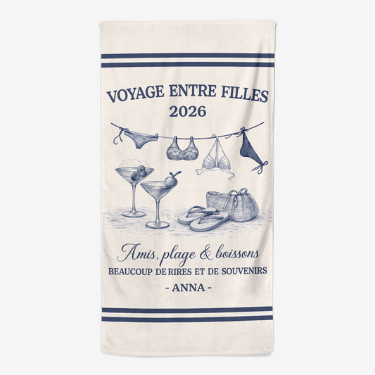 9286BFR1 serviette de plage personnalisee_ pour femme voyage entre filles en ete 9286baeta