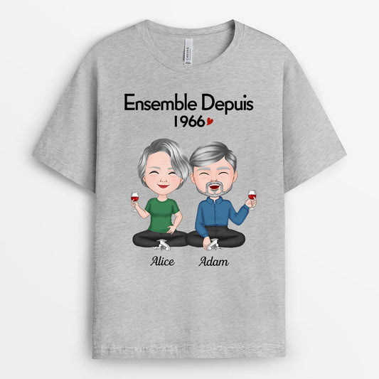 0176AFR1 Cadeau Personnalise T shirt Ensemble Depuis Couples Amoureux_60c80b29 a568 4998 be9e 7fd77e42c5b3