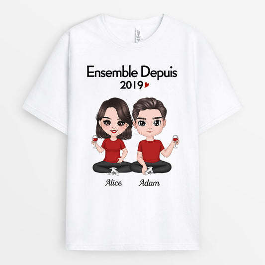 0176AFR2 Cadeau Personnalise T shirt Ensemble Depuis Couples Amoureux_ba2898a2 ab48 4f28 81c0 4e9a0aa811b5
