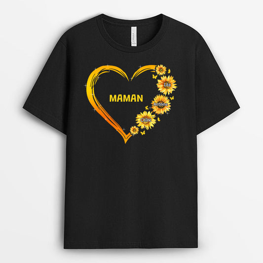 0192AFR1 present Personalisable T shirt coeur maman mamie fleurs_dfa5c002 db93 43cd 99b8 3b3b60970999
