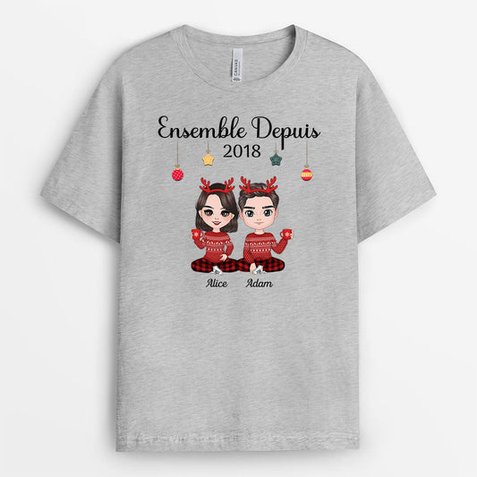 0557AFR1 Cadeau Personnalise T shirt Ensemble Depuis Couples Noel_eb5fd35b a87b 4bb7 a7c2 e5f112ada71f