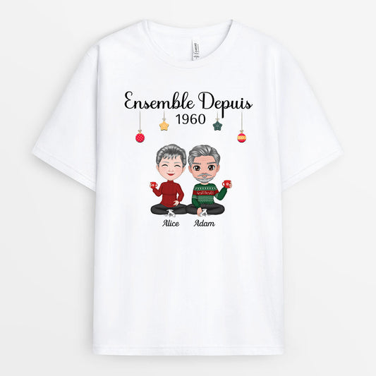 0557AFR2 Cadeau Personnalise T shirt Ensemble Depuis Couples Noel_64127f24 a056 4400 b823 79421bbe5a20