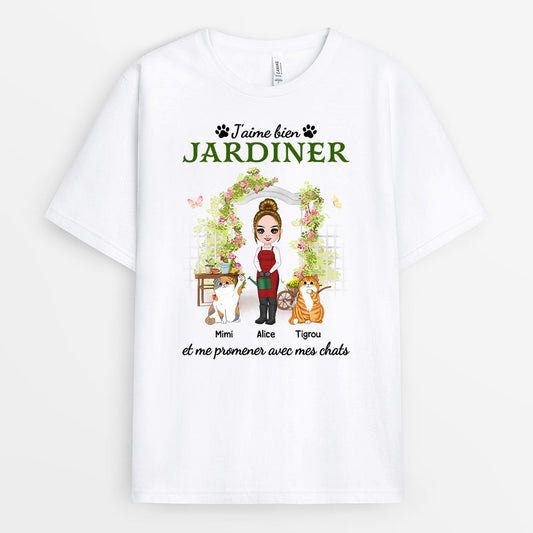 0873AFR1 Cadeau Personnalise T shirt Jardinage Amoureux des Chats_d5a0f809 320e 4dff ab6e bb9c7ddd5863