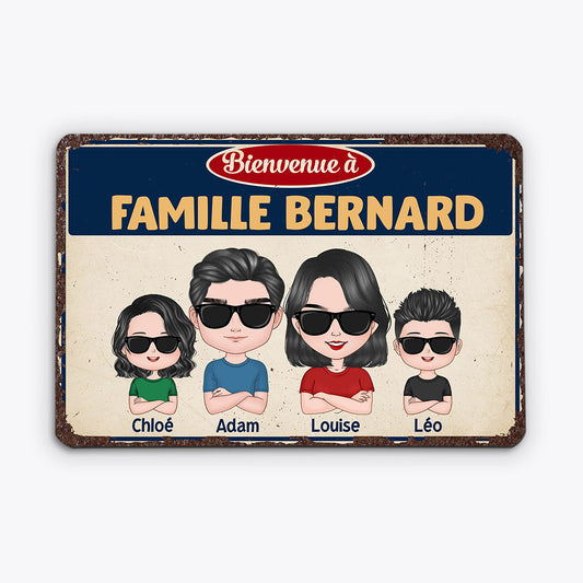 0896EFR1 Cadeau Personnalise Plaque Bienvenue Famille