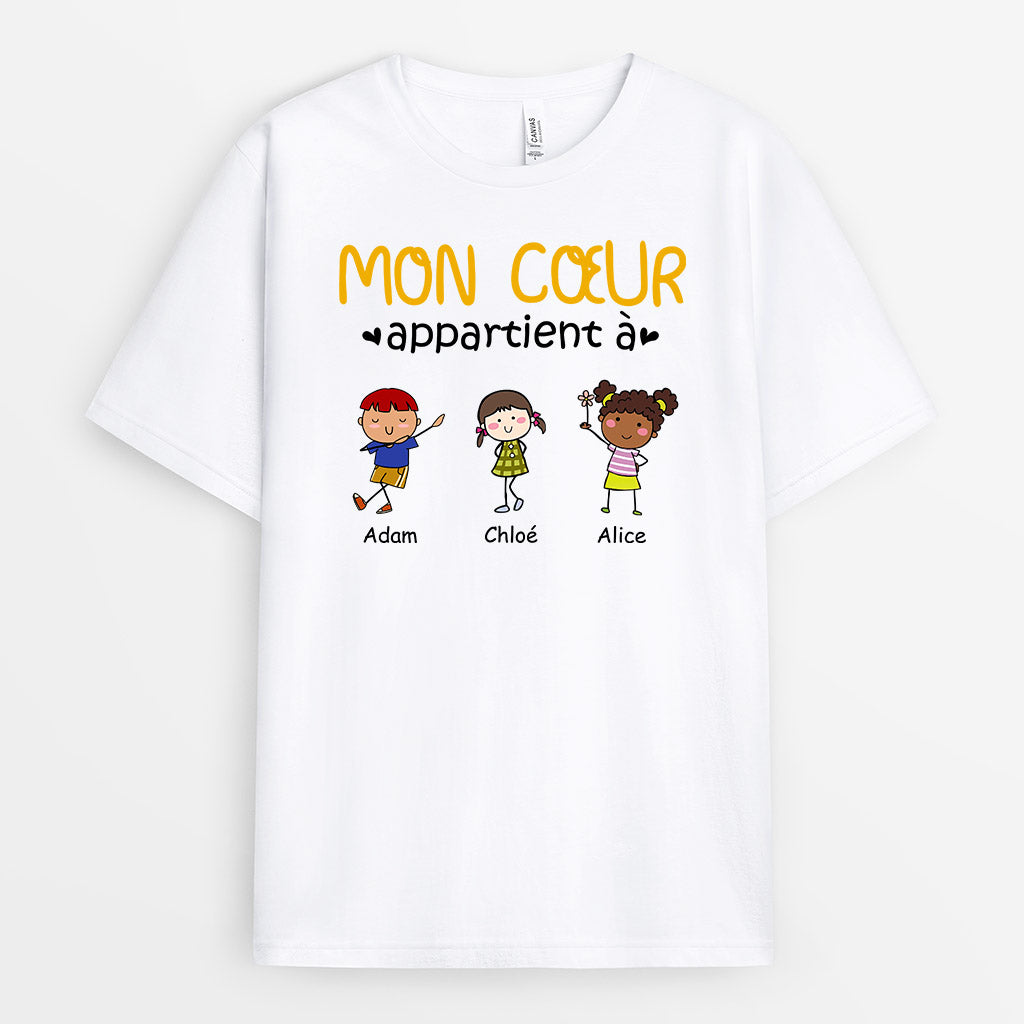 0904AFR1 Cadeau Personnalise T shirt Coeur Papa Papy