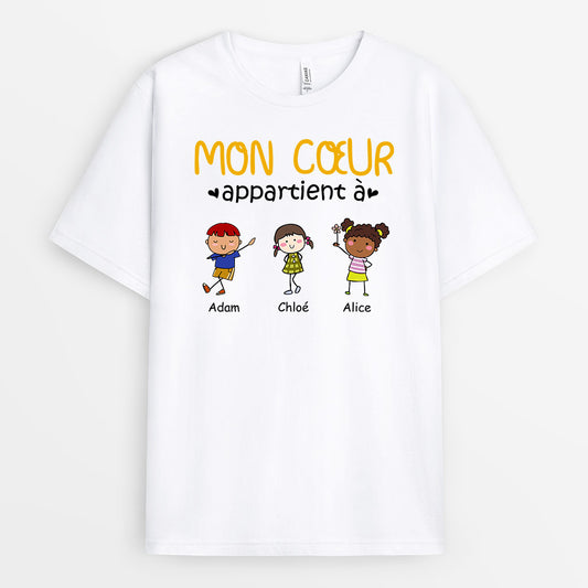 0904AFR1 Cadeau Personnalise T shirt Coeur Papa Papy