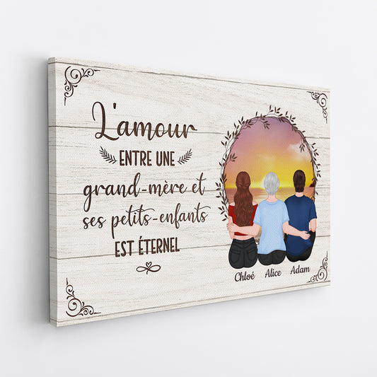 0918CFR2 Cadeau Personnalise Toile Amour Eternel Maman Mamie