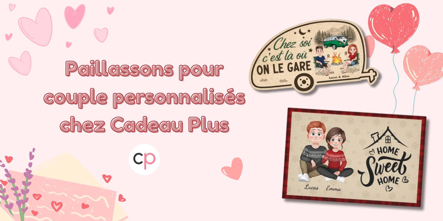 Paillassons pour couple personnalisés chez Cadeau Plus