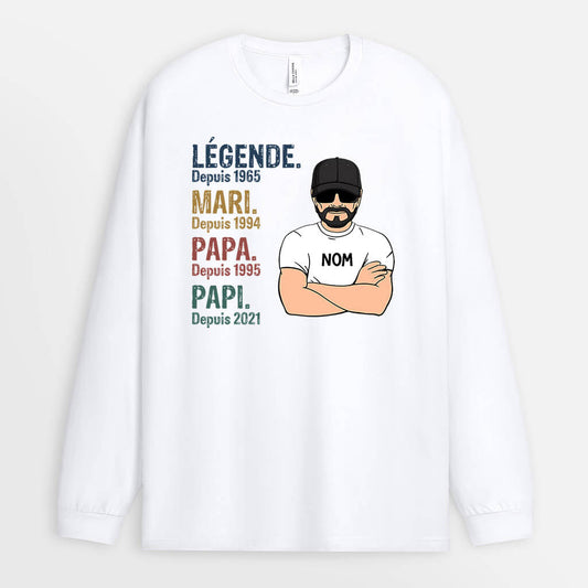 0004NFR1 cadeau Personalisable ManchesLongues homme papa papi texte