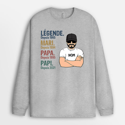 0004NFR2 cadeau Personalisable ManchesLongues homme papa papi texte