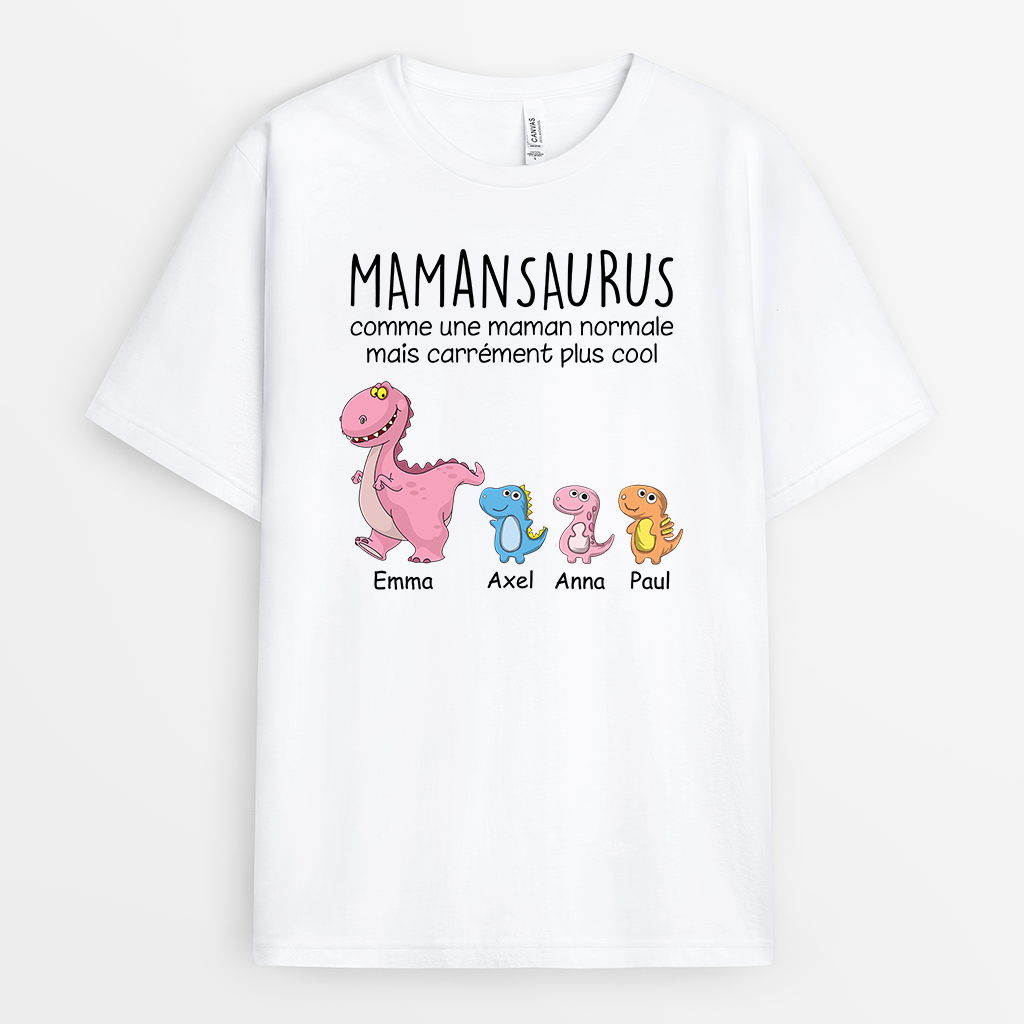 0009A010AFR3 cadeau Personalisable T shirt dinosaures mamie maman