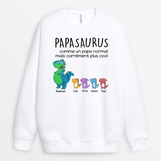 0030WFR2 present Personalisable Sweat shirt dinosaures papa papi