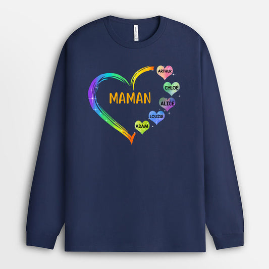 0041NFR1 present Personalisable ManchesLongues coeur maman mamie