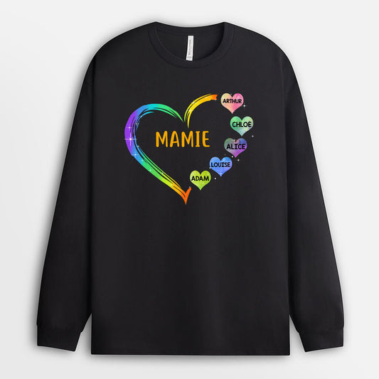 0041NFR2 present Personalisable ManchesLongues coeur maman mamie